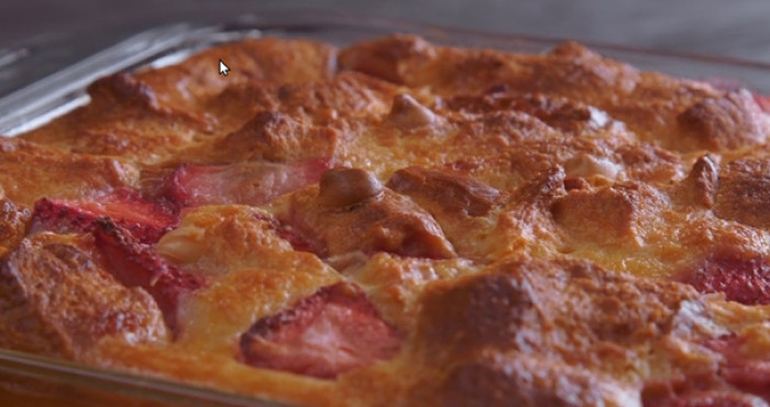 Strawberry and White Chocolate Bread Pudding