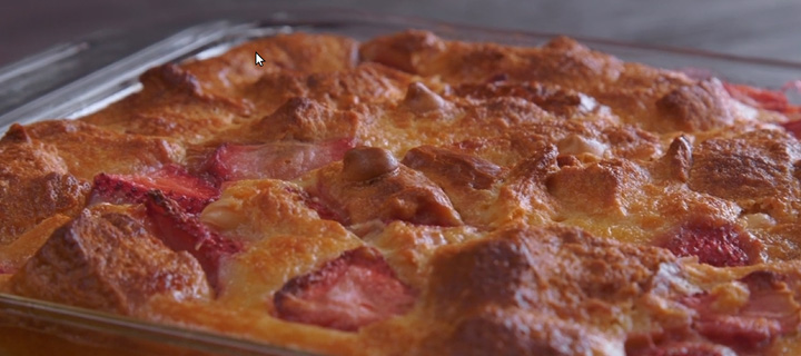 Strawberry and White Chocolate Bread Pudding