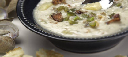 Clam Bacon Chowder with Roasted Peppers